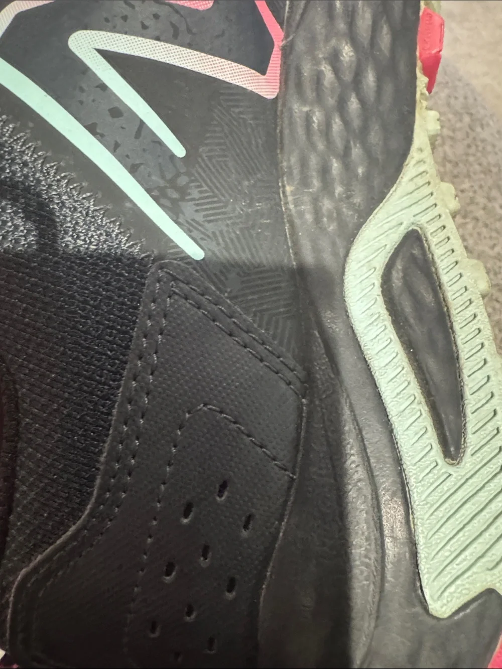 New Balance Women’s Black Athletic Sneakers with Pink and Teal Accents